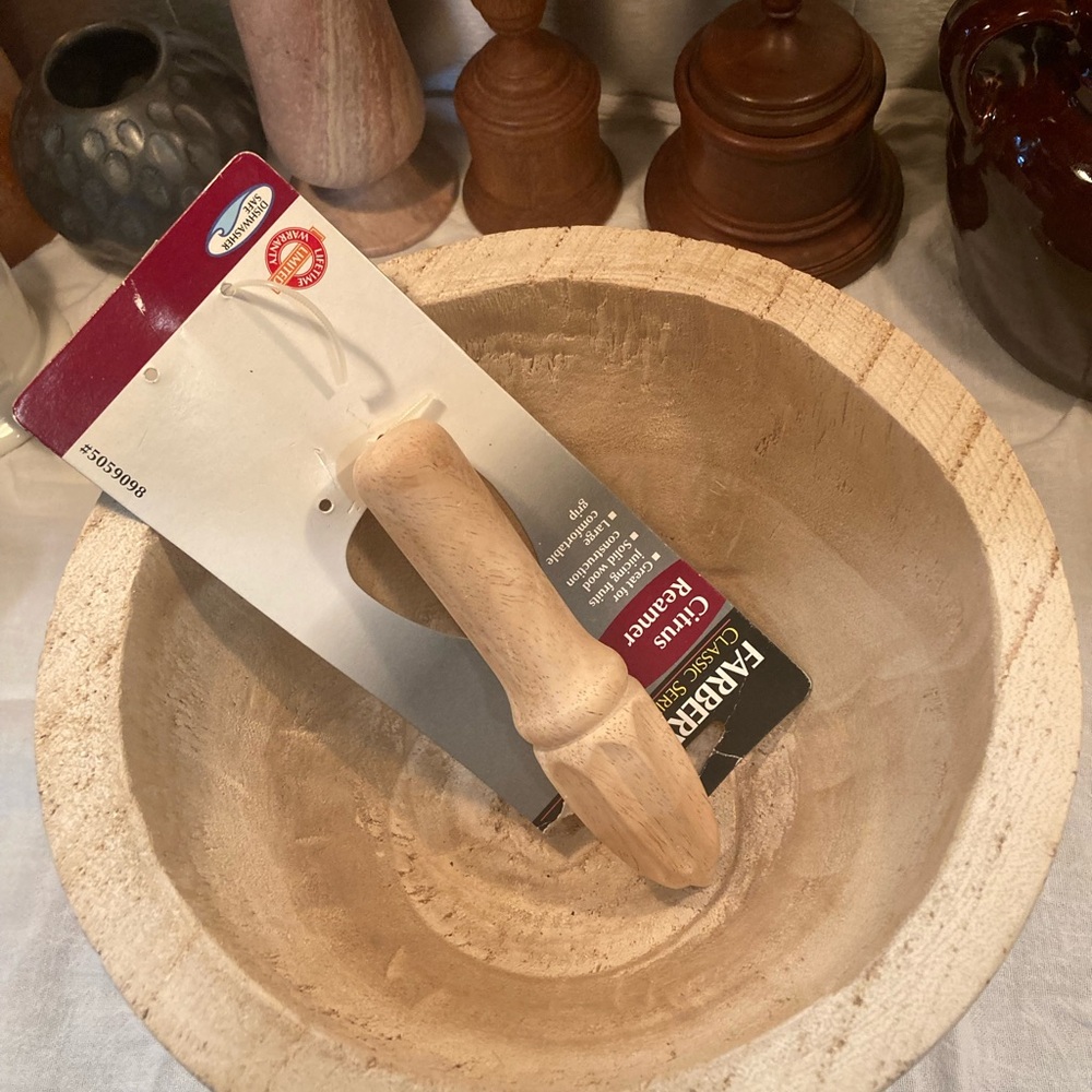 Big Wooden Bowl designed W/Studio McGee Handcrafted Bowl W/ NWT Citrus Reemer